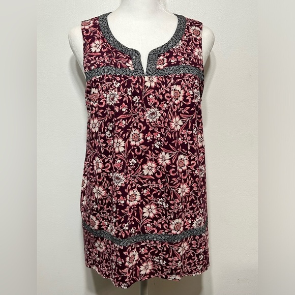 J Jill Floral Boho Mixed Print Sleeveless Shirt - Picture 1 of 9
